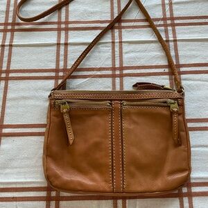 Fossil Tan Leather Crossbody Bag
